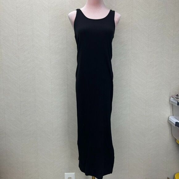 H&M Wide Strap Slit Hem Mama Ribbed Nursing Black Stretch Bodycon Dress Size S - Picture 1 of 8